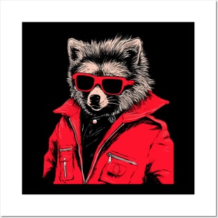 Retro 80s Red Leather Jacket Dog Illustrations - Cool & Unique Posters and Art